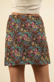 NS50105-Floral Jacquard Fabric Holiday Mini Skirt