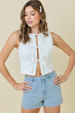 High Waisted Denim Shorts With Scalloped Edge