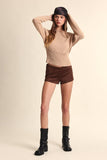 SUEDE SOLID COLOR SLIM FIT-IN STRETCH MICRO SHORTS