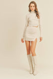 IST5189 MINI RIB KNIT SKIRT WITH SIDE SLIT AND MOCK TOP