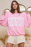 T1770-GOD | 'GOD IS LOVE' Print Oversized Graphic Top