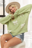 LESW4039- BOW PRINT KNIT SWEATER