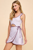Scoop Neckline Wrap Front Sleeveless Dress