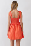 CD07241-Tie Shoulder Fit & Flare Mini Dress