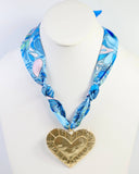 Cile Scarf Charm Necklace Blue