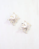 Caprice Clover and Pearl Stud Worn Silver