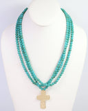 Barstow Layered Beaded Cross Necklace Turquoise