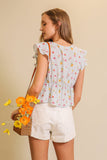 Gingham Floral Print Baby Doll Top 2