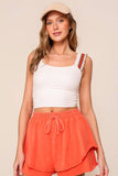 Ruffle Strap Crop Tank Top