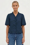 Ruffle Detail Bubble Sleeve Top