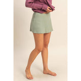 Ribbed Elastic Waist Mini Skort