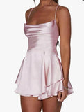 Satin A-Line Dress With Back Tie