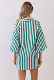 CD07270-Balloon Sleeve Stripe Oversized Mini Dress