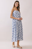 CD06741-Printed Flowy Silhouette Side Pockets Maxi Dress