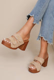 Trendy KA-77 wedge heel mules with adjustable buckle