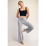 COTTON LYCRA BUBBLED FLARE PANTS