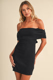 ID7783 OFF SHOULDER MINI DRESS WITH TIED BACK BOW