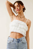 Ruffled Tulle Tiered Cropped Tank Top