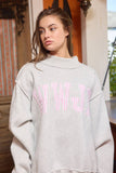 IT2594E-WWJD2 Stripe Embroidered "WWJD" Mock Neck Sweatshirt