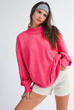9164HK Oversized Mock Neck Washed Sweatshirt