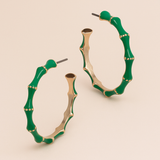 Bamboo Shaped Color Enamel Metal Hoop Earrings