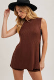 SLEEVELESS SIDE SLIT & SHORT KNIT SWEATER SET
