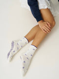 Mini Bow Petal Grip Sock [Indigo], Pilates Socks