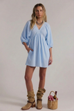 D4389 V-neck Lantern Sleeve Babydoll Dress