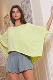 Solid Knit Semi-Crop Batwing Top