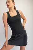 MINERAL WASHED COTTON RIB SLEEVELESS TANK