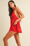 IR2198 HALTER BABYDOLL ROMPER WITH BIKER SHORTS