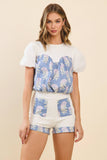 CP10227-Contrast Floral Print High Waisted Shorts