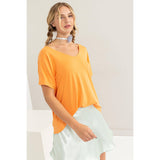 V Neck Dolman Short Sleeve Top