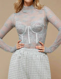 Lux Layering Floral Lace See Through Mesh Top Blouse