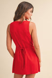 IR2451 LINEN SLEEVELESS MINI DRESS WITH BUILT IN SHORTS