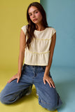 PT19606 Striped Tiered Seam Sleeveless Stripe Top