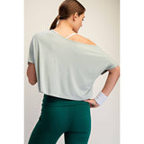 VISCOSE MODAL CROPPED OFF SHOULDER TOP