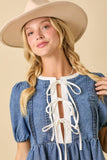 Round Neck Baby Doll Mini Denim Dress