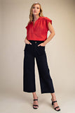 Colette Cropped Wide-Leg Scallop Pocket Detail Pants