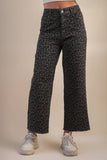 NP70730-Leopard Printed Marine Straight Pants