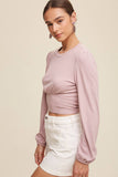 Floral Back Tie Ribbed Crop Top