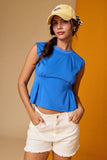 PT19612 Side Pleats Sleeveless Tee