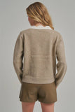 SOFT TOUCH BUTTON DOWN SWEATER CARDIGAN WITH SCALLOPED EDGE