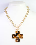 Carol Large Cross Charm Necklace Tortoise