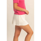 Ribbed Elastic Waist Mini Skort