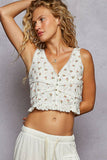 V-Neck Sleeveless Lace Ribbed Knit Top