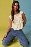 PT19606 Striped Tiered Seam Sleeveless Stripe Top