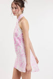 ZIZZY FOREST TWISTED HALTER BAND MINI DRESS