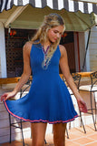 ID4380 Collared Contrast Stripe Knitted Mini Dress