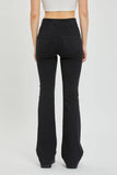 Overlapped Waist Band Pull On Flare Jegging [AB38924BLK]